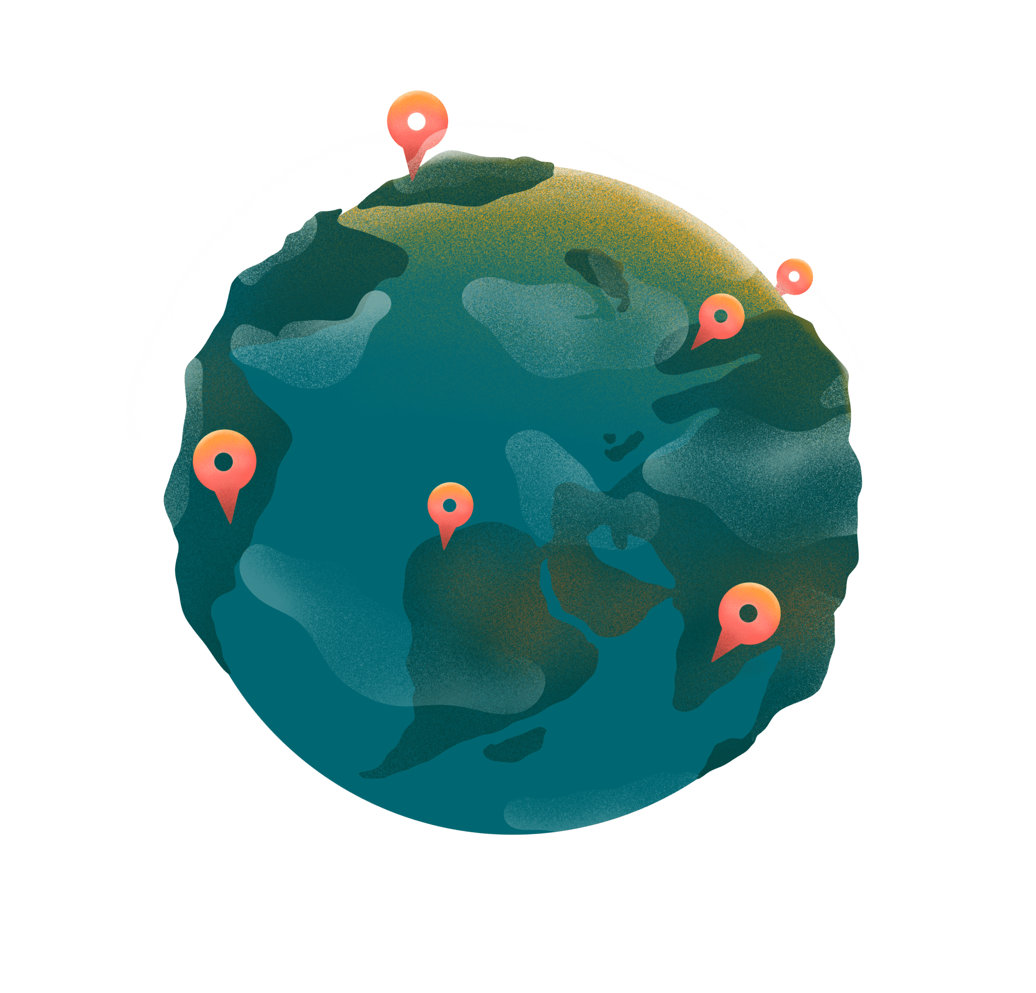Globe with location markers