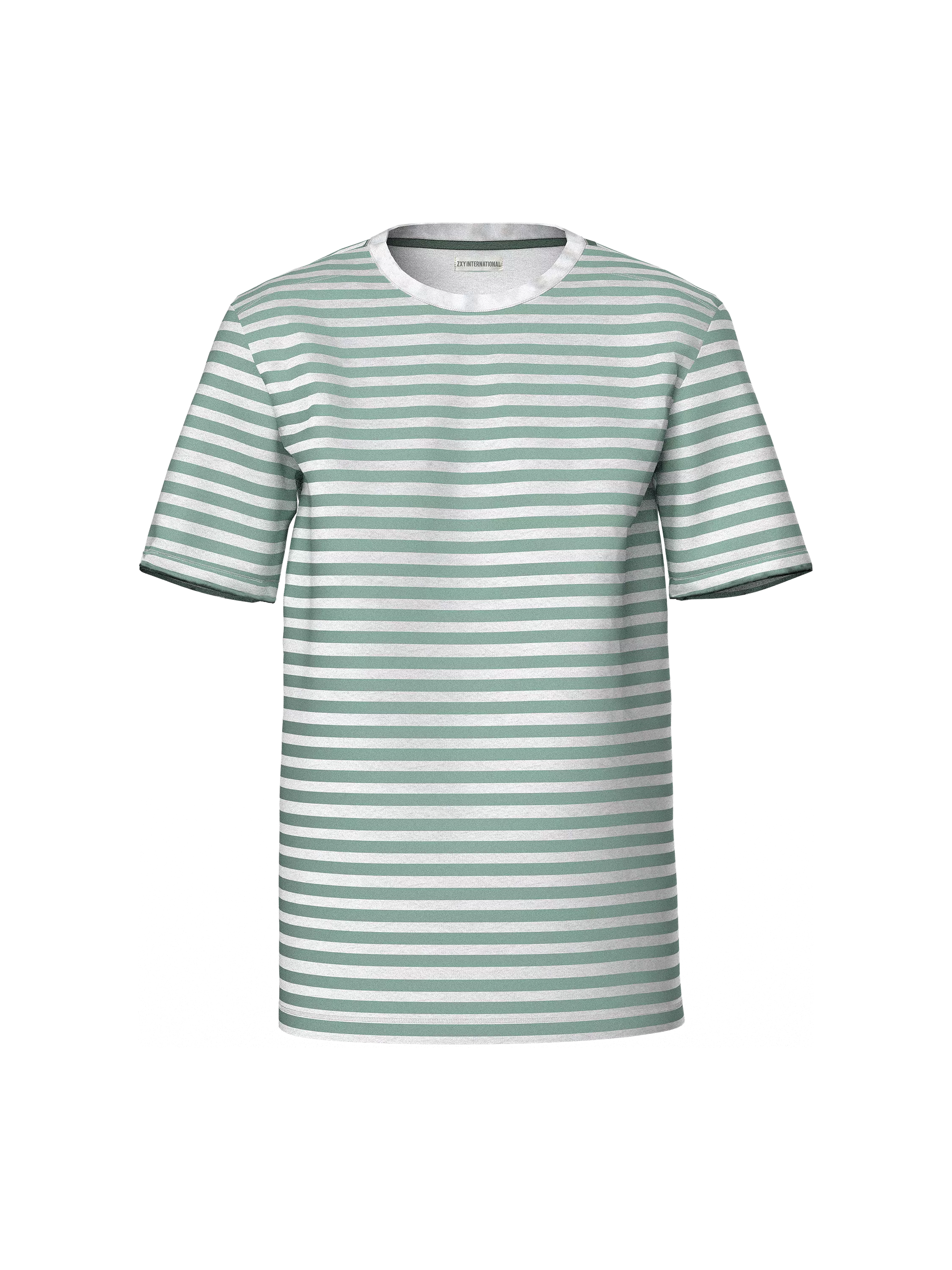 Crew Neck T-Shirt With Stripe Print (front)